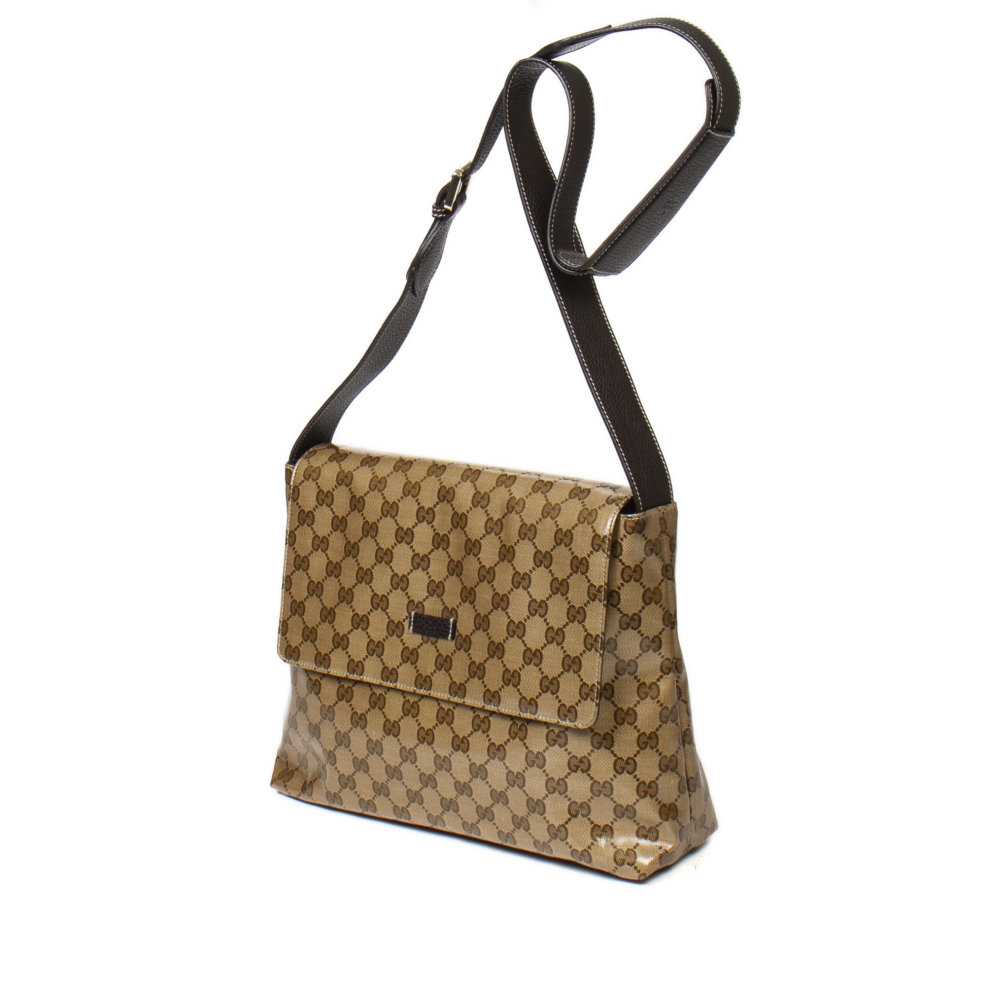 Gucci Beige Monogram Flap Messenger - Image 7 of 7