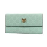 Gucci Pastel Green Cat Head Continental Wallet