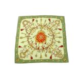 Hermes 'Les Cles' Silk Pocket Square