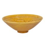 A CHINESE YELLOW-GLAZED 'DRAGON' BOWL.