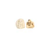 λ TWO JAPAENSE IVORY NETSUKE.