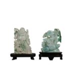 TWO CHINESE JADEITE CARVINGS.