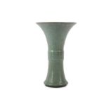 A CHINESE CELADON CRACKLE-GLAZE VASE, GU.