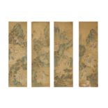 A SET OF FOUR CHINESE 'IMMORTALS' HANGING SCROLL PAINTINGS.