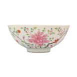 A CHINESE FAMILLE ROSE 'FLOWER AND BUTTERFLY' BOWL.