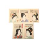 FIVE WOODBLOCK PRINTS BY CHIKANOBU.