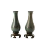 A PAIR OF CHINESE FUZHOU LACQUER SHEN SHAO AN STYLE VASES.