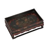 A CHINESE BLACK LACQUER WOOD TRAY.
