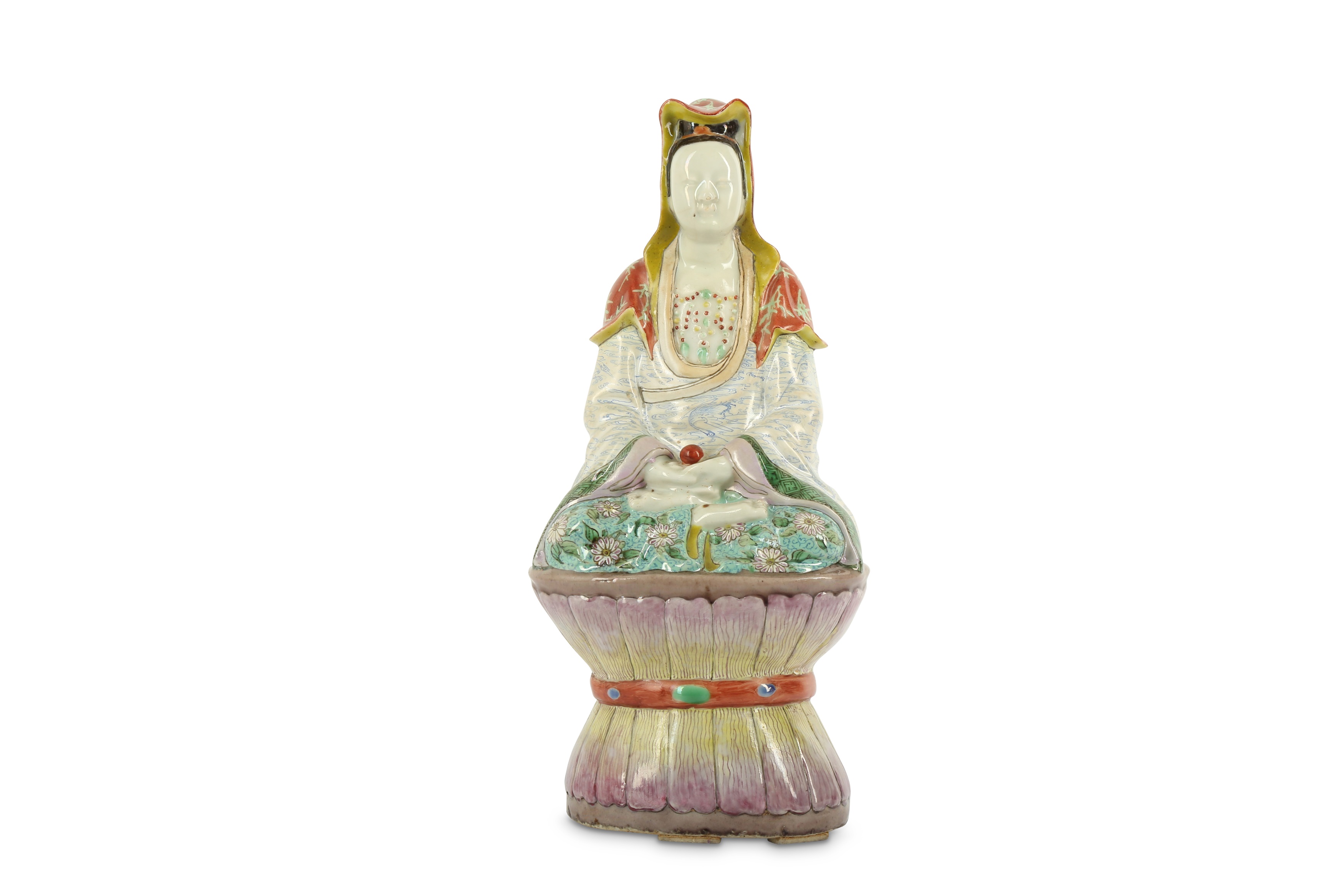 A CHINESE FAMILLE ROSE FIGURE OF GUANYIN.