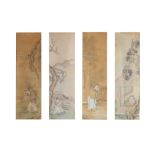 A SET OF FOUR CHINESE FIGURATIVE PAINTINGS ON PAPER.