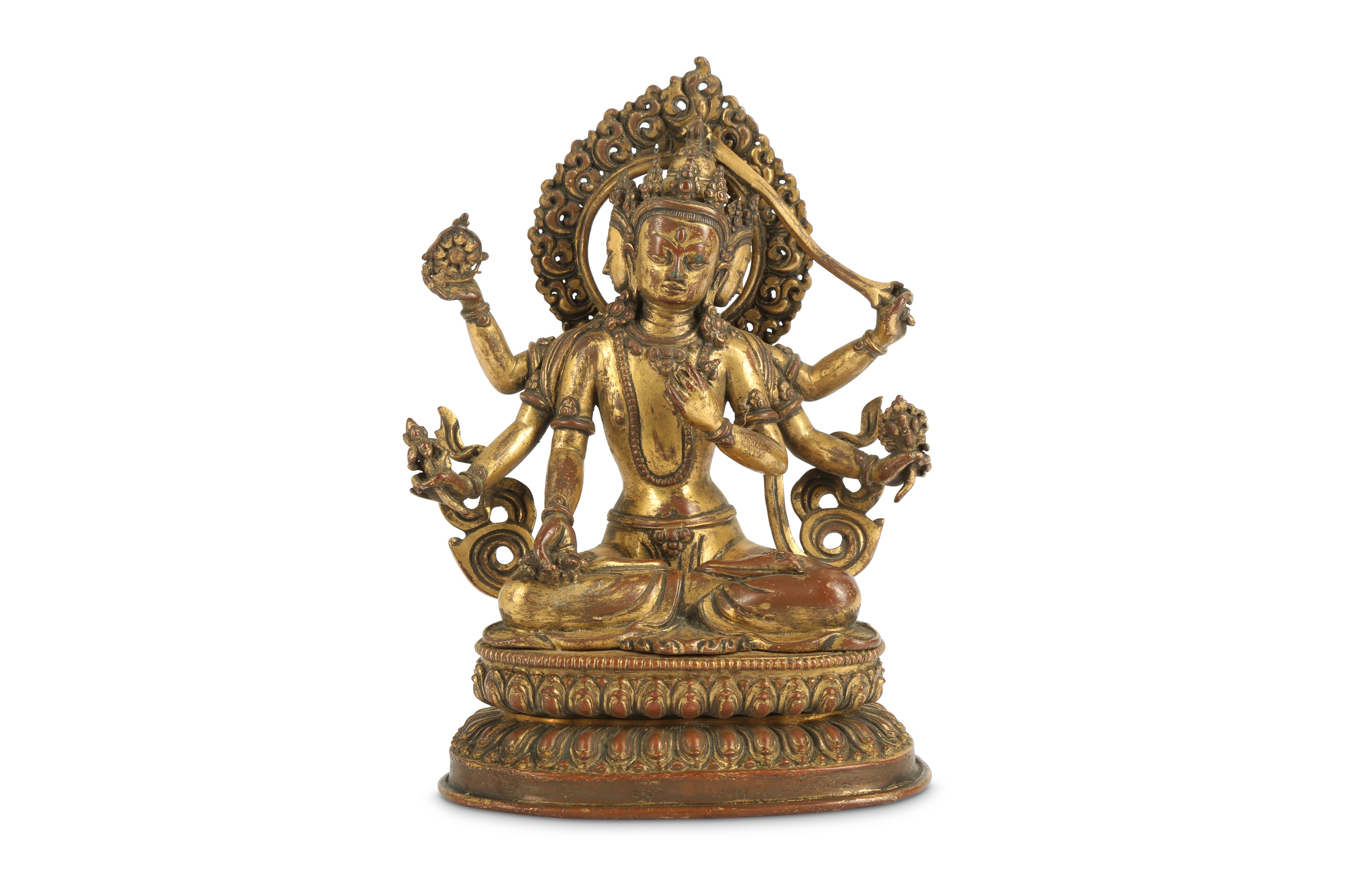 A GILT-BRONZE FIGURE OF USHNISHAVIJAYA.