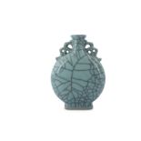 A CHINESE CRACKLE-GLAZED MOON FLASK.