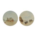 A PAIR OF CIRCULAR LANDSCAPE PAINTINGS ON SILK OF CHINA.