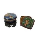 TWO JAPANESE CLOISONNE BOXES AND COVERS.