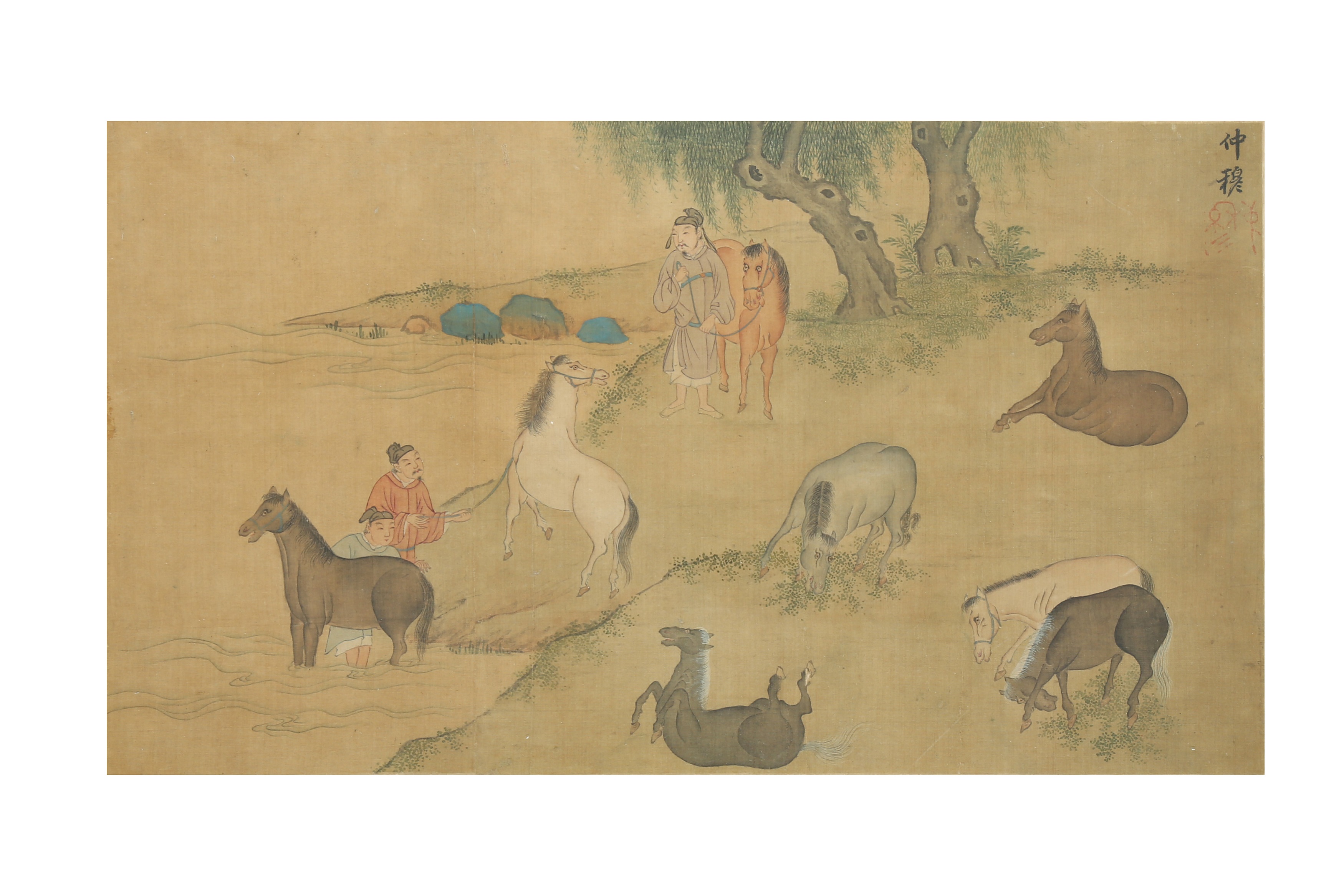 A CHINESE PAINTING OF THE 'EIGHT HORSES OF WANG MU'.