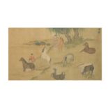 A CHINESE PAINTING OF THE 'EIGHT HORSES OF WANG MU'.