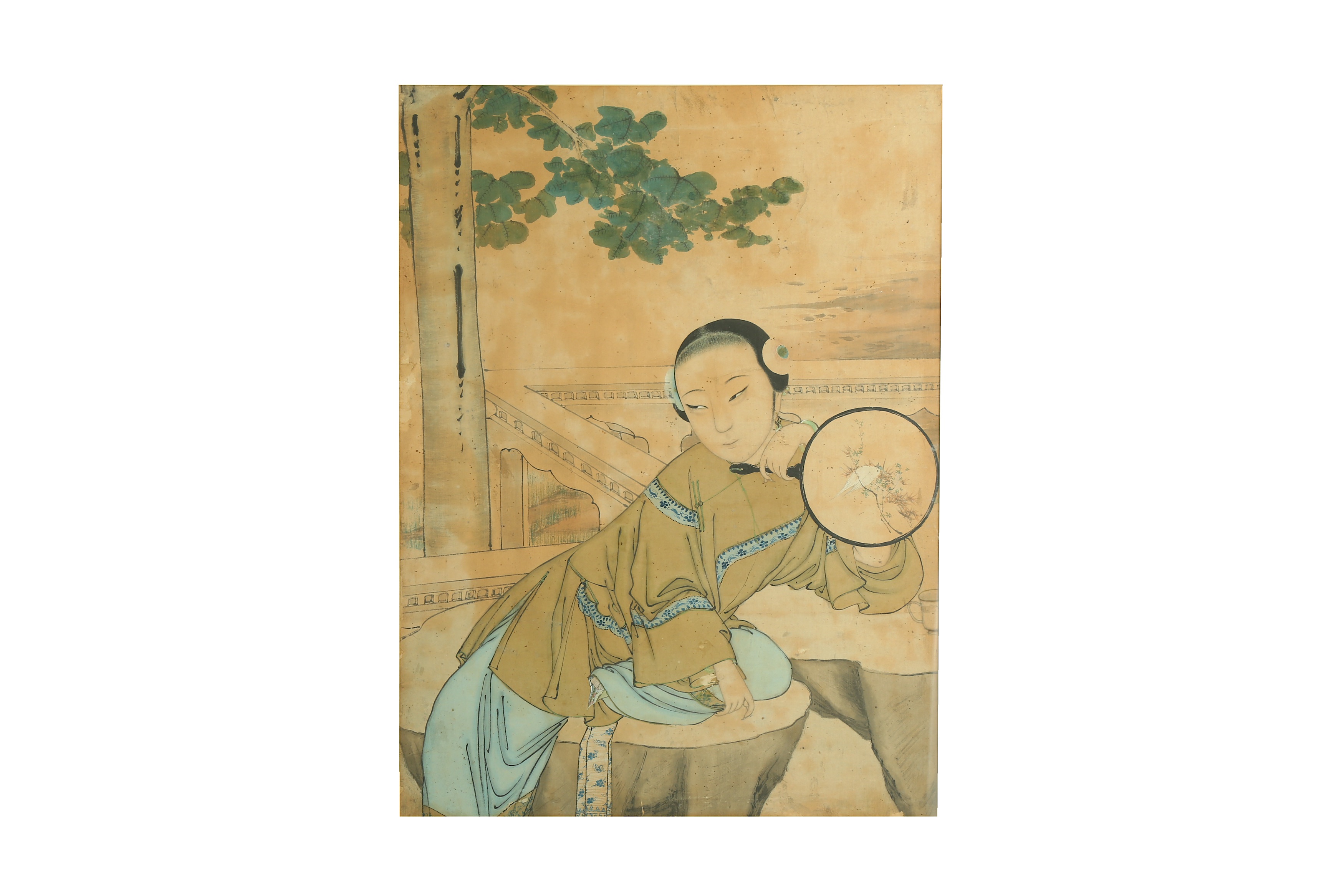 A CHINESE PAINTING OF A YOUNG WOMAN.