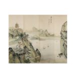A SET OF FOUR CHINESE HANGING SCROLL PAINTINGS.