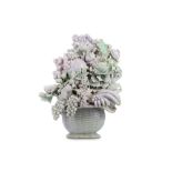 A MASSIVE CHINESE LAVENDER JADEITE FRUIT AND FLOWER BASKET.