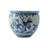 A CHINESE BLUE AND WHITE 'BOYS' FISH BOWL.