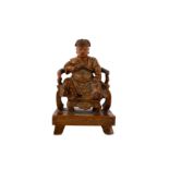 A CHINESE LACQUERED WOOD FIGURE OF GUANDI.