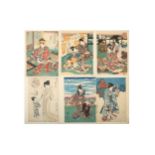 SIX WOODBLOCK PRINTS BY HIROSHIGE AND KUNISADA.