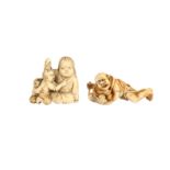 λ TWO JAPANESE IVORY NETSUKE.