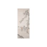 A CHINESE HANGING SCROLL PAINTING OF FIGURES.