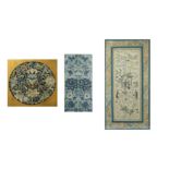 THREE CHINESE EMBROIDERED PANELS.
