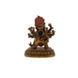 A TIBETAN GILT-BRONZE FIGURE OF YAMANTAKA.