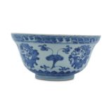 A CHINESE BLUE AND WHITE BOWL.