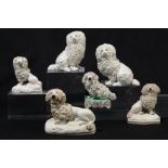 A collection of six Staffordshire poodles, circa 1820-50