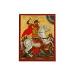 A late 20th century Cypriot Greek Orthodox icon of St George and the Dragon