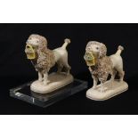 A pair of Staffordshire poodles, circa 1840s, in the manner of John and Rebecca Lloyd of Shelton