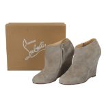 Christian Louboutin Grey Suede Ankle Boots - Size 41
