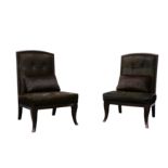 A pair of contemporary cow hide upholstered chairs