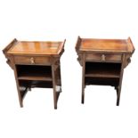 A pair of Chinese hardwood low occasional tables