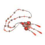 A coral pendant necklace