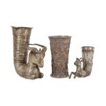 Three Achaemenid style white metal vessels, after the antique,