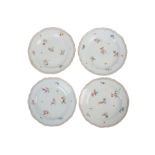 A set of four Meissen porcelain cabinet plates