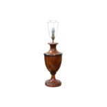 A 20th Century turned wood urn shaped lamp base