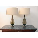 A pair of Porta Romana 'Chianti' table lamps in bronze,