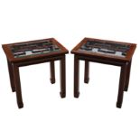 A pair of late 20th Century Chinese hardwood occasional tables