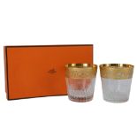 A pair of St Louis cut and gilded crystal tumblers in the 'Thistle' pattern