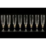 A set of eight Murano Champagne flutes