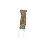 Alexander McQueen Stretch Knit Black and Gold Dress