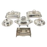 A mixed group of silver plate - including a Victorian silver plated (EPNS) entree dish, crested on a