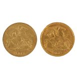 Two Edward VII half sovereigns, dated 1902 and 1908