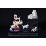 A Staffordshire porcelain poodle group, possibly Dudson, circa 1840-50