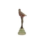 An Art Deco spelter figure of a dancer,